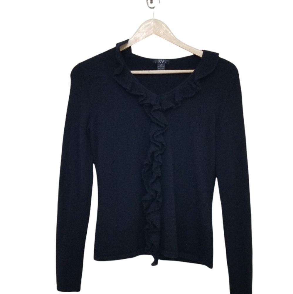 Prive Black Cashmere Ruffle Sweater XS